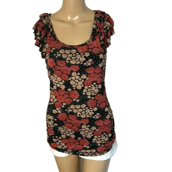 - Twik by Simon ,top,women Large,multicolor,floral,tiered,ruffle,feminine,summer - Picture 2 of 11